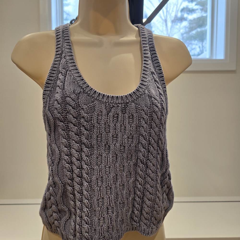Free People Cable Knit Tank Top - Gray
